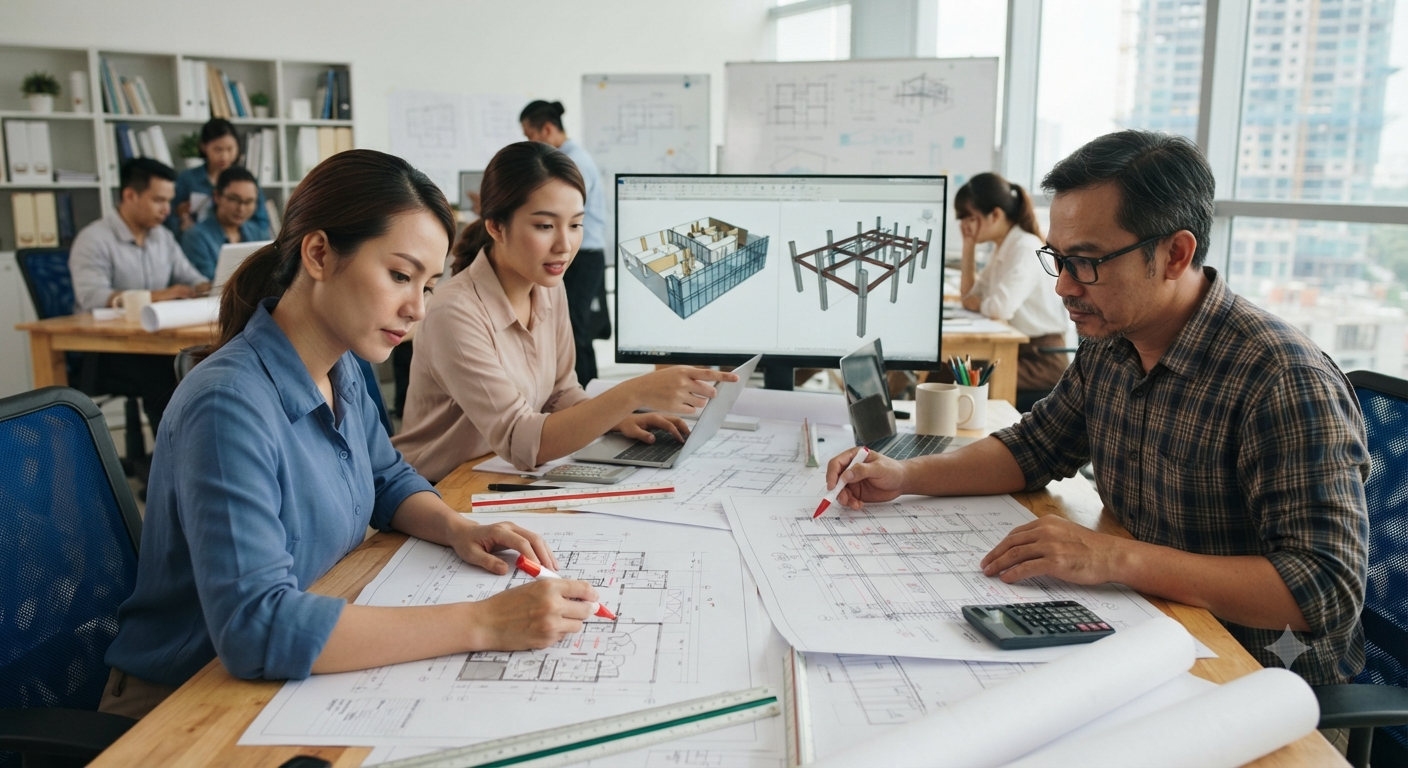 Phương án 1: Triển khai Thiết kế Kiến trúc và Kết cấu cùng lúc