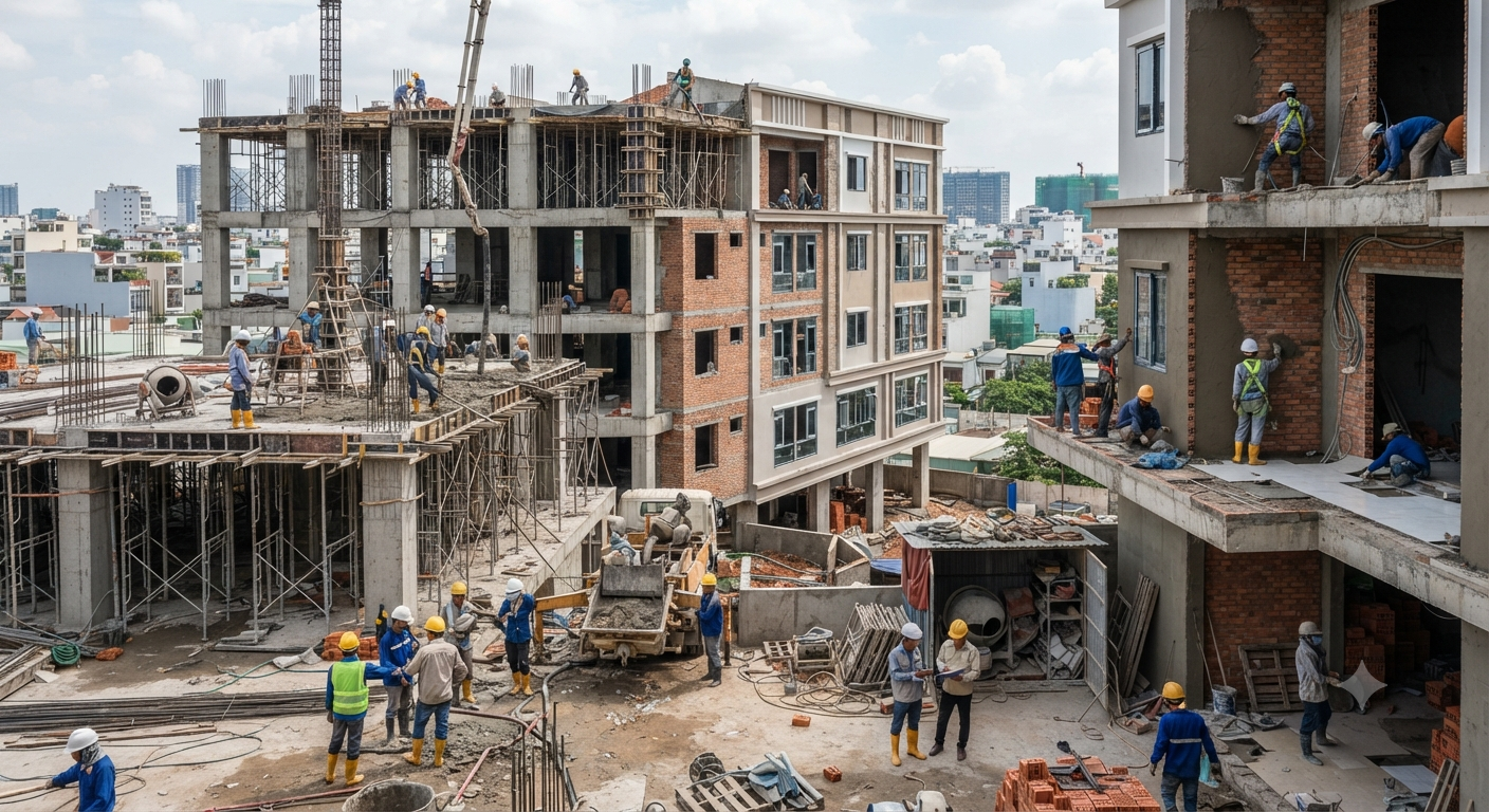 Chi phí thi công phần thô và hoàn thiện
